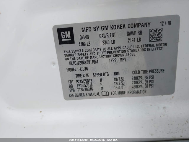 KL4CJ2SB8KB811051 Buick Encore Awd Sport Touring