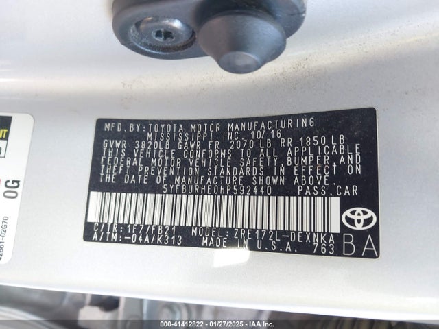 Toyota COROLLA LE 2017 5YFBURHE0HP592440 Image 9