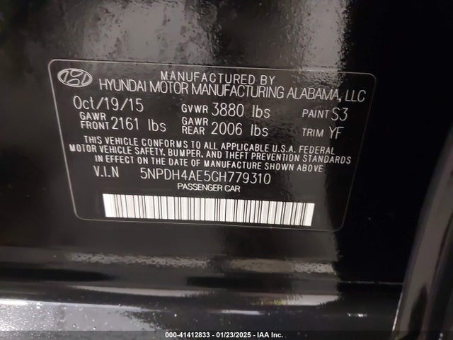 Hyundai ELANTRA SE 2016 5NPDH4AE5GH779310 Image 9