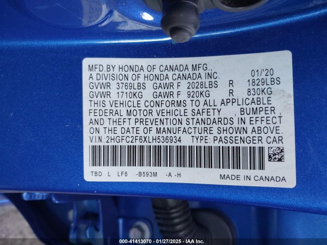 2HGFC2F6XLH536934 Honda Civic Lx