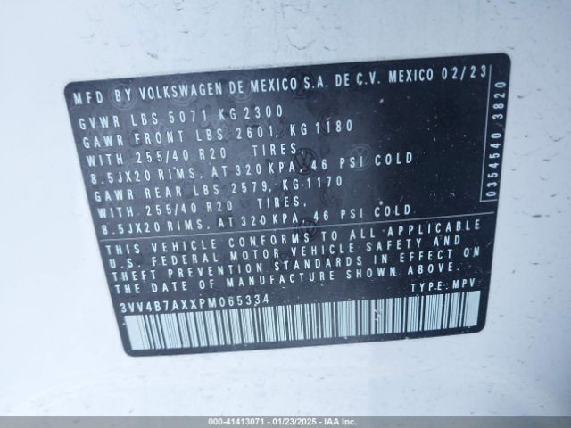 3VV4B7AXXPM065334 Volkswagen Tiguan 2.0t Sel R-line