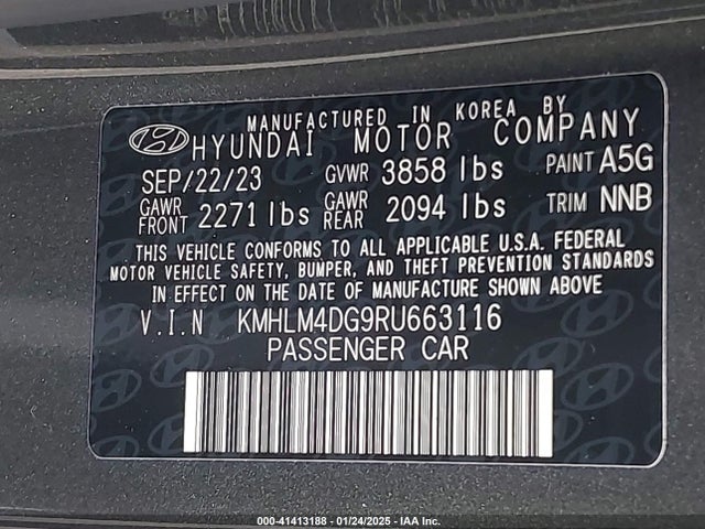 KMHLM4DG9RU663116 Hyundai ELANTRA SEL