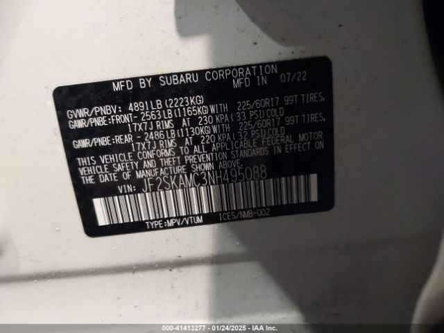JF2SKAMC3NH495088 Subaru Forester Wilderness