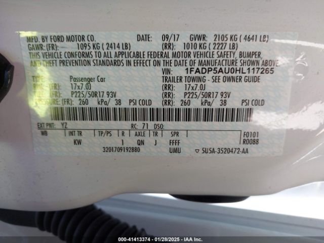 1FADP5AU0HL117265 Ford C-max Hybrid Se