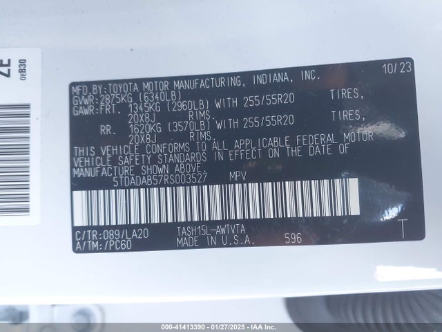 5TDADAB57RS003527 Toyota Grand Highlander Hybrid Limited Max