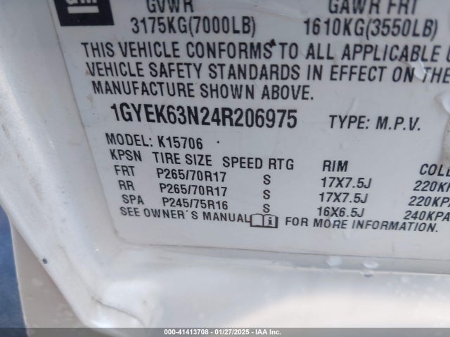 2004 CADILLAC ESCALADE 1GYEK63N24R206975 Photo 8