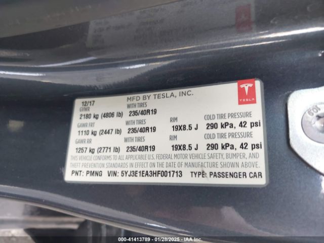 2017 TESLA MODEL 3 5YJ3E1EA3HF001713 Photo 8