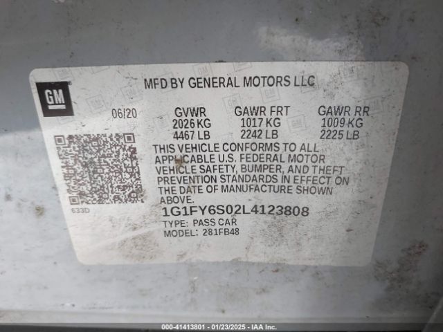 1G1FY6S02L4123808 Chevrolet Bolt Ev Fwd Lt