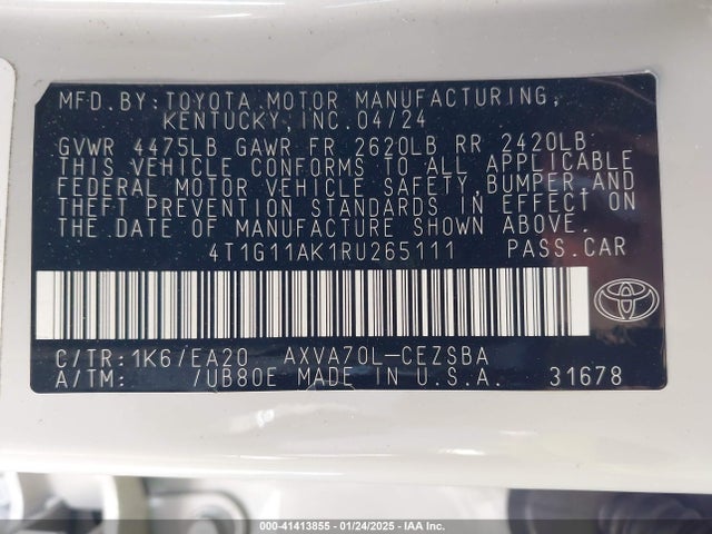 Toyota CAMRY SE 2024 4T1G11AK1RU265111 Image 9