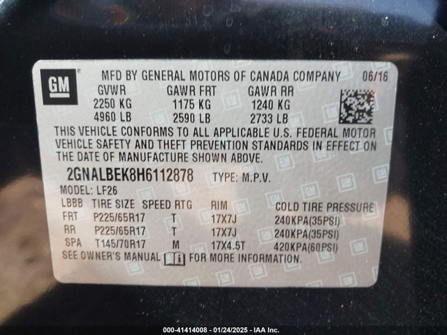 2GNALBEK8H6112878 Chevrolet EQUINOX LS