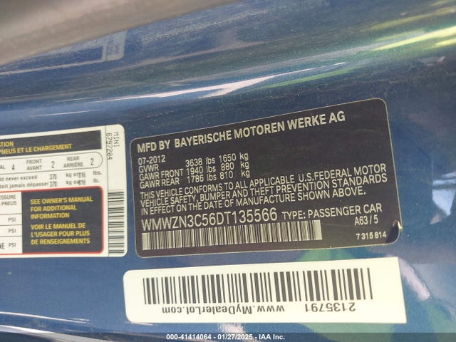 2013 MINI CONVERTIBLE WMWZN3C56DT135566 Photo 8