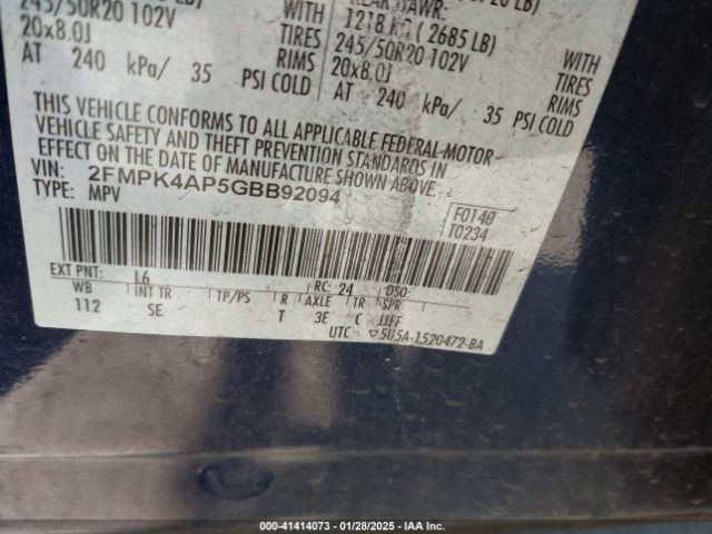 2FMPK4AP5GBB92094 Ford EDGE SPORT