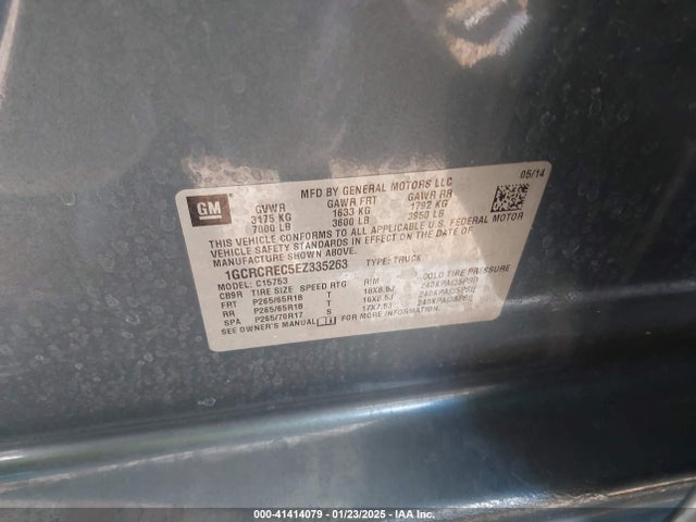 1GCRCREC5EZ335263 Chevrolet Silverado 1500 1lt