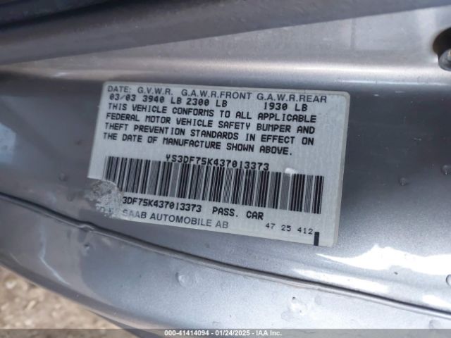 2003 SAAB 9-3 YS3DF75K437013373 Photo 8