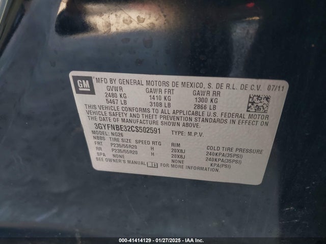 2012 CADILLAC SRX 3GYFNBE32CS502591 Photo 8