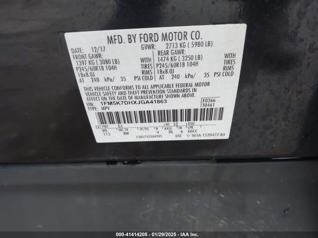 1FM5K7DHXJGA41863 Ford EXPLORER XLT