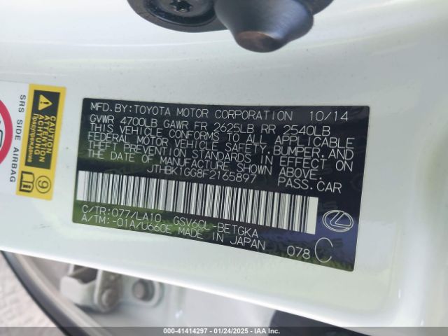 JTHBK1GG8F2165897 Lexus ES 350