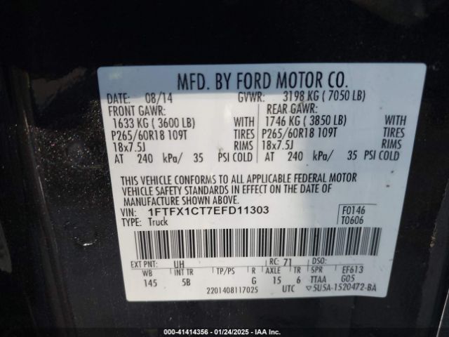 1FTFX1CT7EFD11303 Ford F-150 FX2