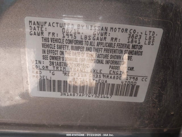 Nissan SENTRA S 2016 3N1AB7AP7GY321667 Image 9