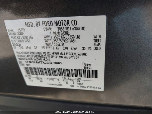 Ford Explorer Platinum 2018 1FM5K8HTXJGB79861 Image 9