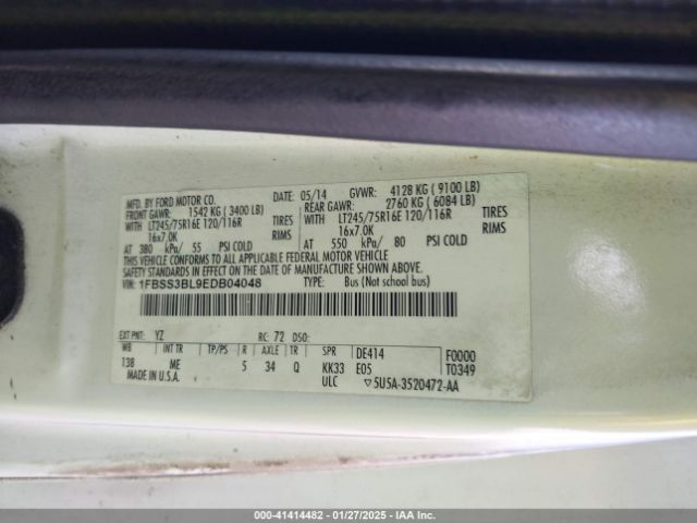 1FBSS3BL9EDB04048 Ford E-350 Super Duty Xlt