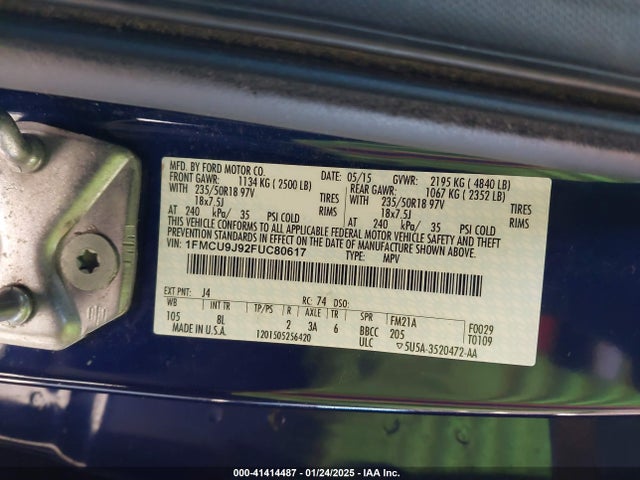 1FMCU9J92FUC80617 Ford Escape Titanium