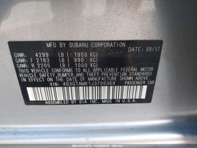 4S3GTAM61J3706369 Subaru Impreza 2.0i Sport