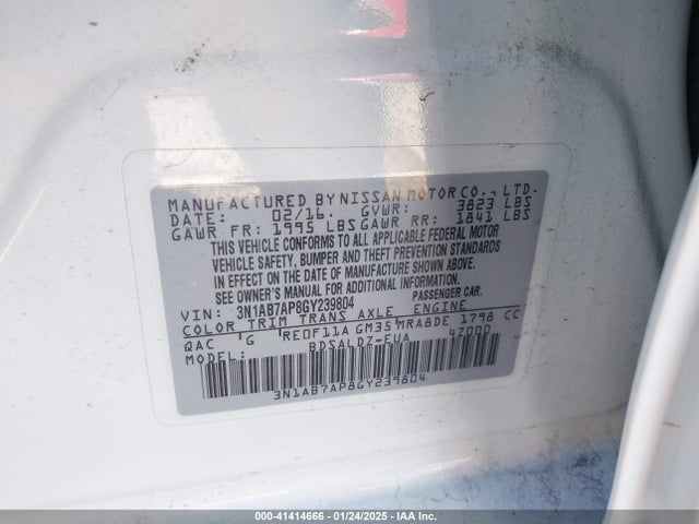 3N1AB7AP8GY239804 Nissan SENTRA SV