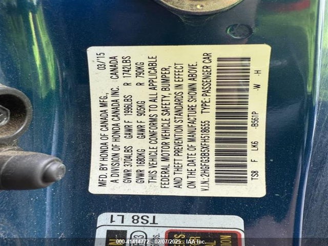 Honda Civic Lx 2015 2HGFG3B5XFH518655 Image 9