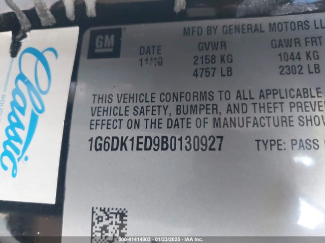 2011 CADILLAC CTS 1G6DK1ED9B0130927 Photo 8