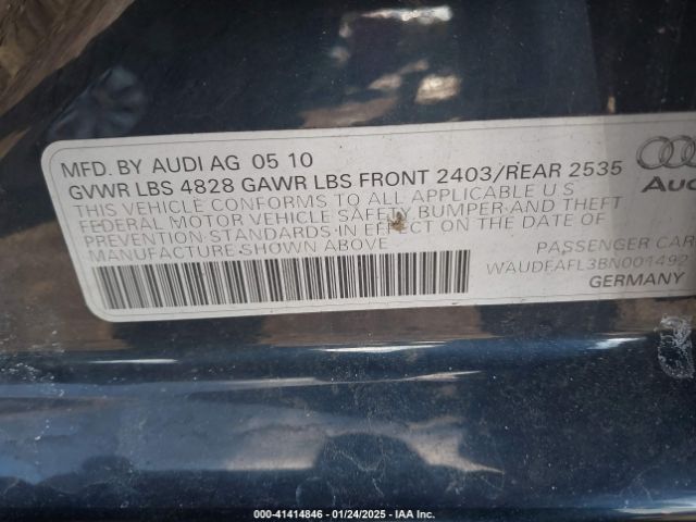 2011 AUDI A4 WAUDFAFL3BN001492 Photo 8
