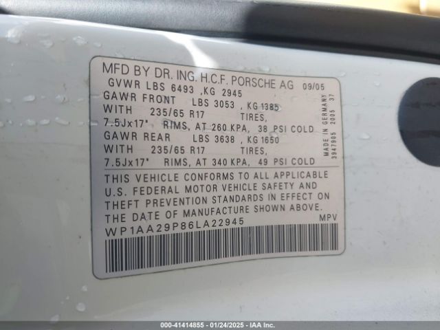 2006 PORSCHE CAYENNE WP1AA29P86LA22945 Photo 8