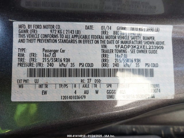 Ford FOCUS SE 2014 1FADP3K2XEL233909 Image 9
