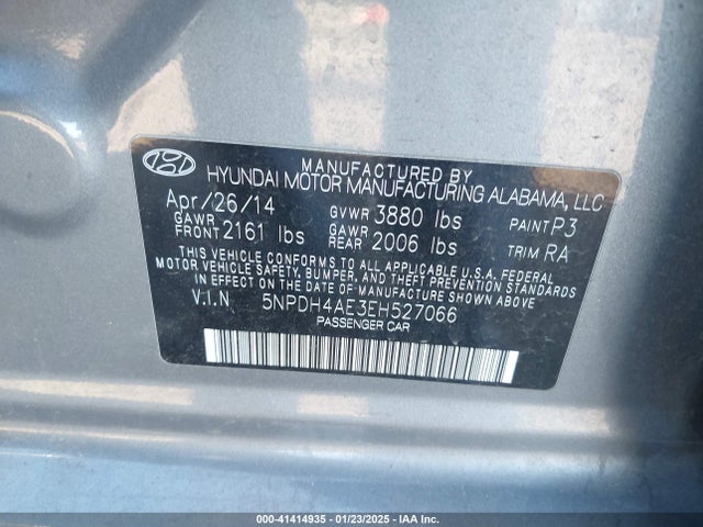Hyundai ELANTRA SE 2014 5NPDH4AE3EH527066 Image 9