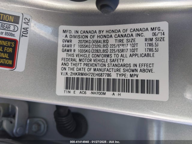 Honda Cr-v Ex-l 2014 2HKRM4H72EH687786 Image 9