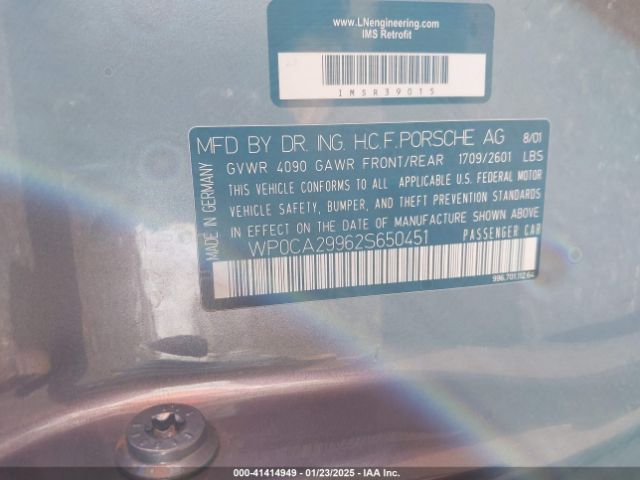 2002 PORSCHE 911 WP0CA29962S650451 Photo 8