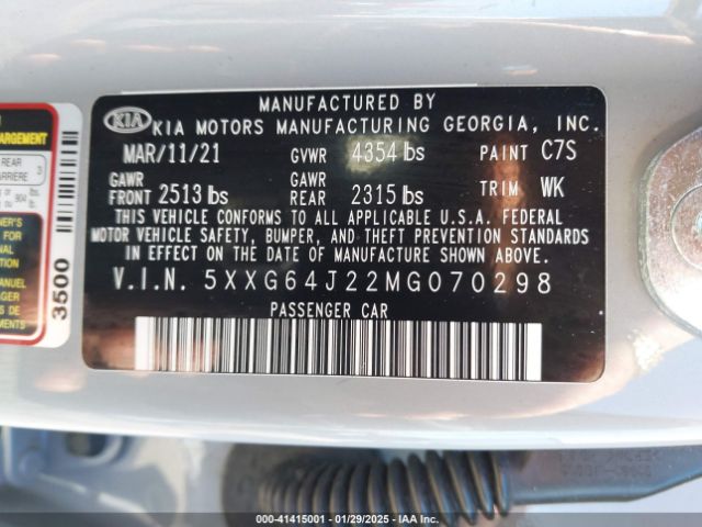 2021 KIA K5 5XXG64J22MG070298 Photo 8