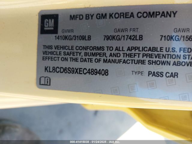 KL8CD6S9XEC489408 Chevrolet Spark 1lt Auto