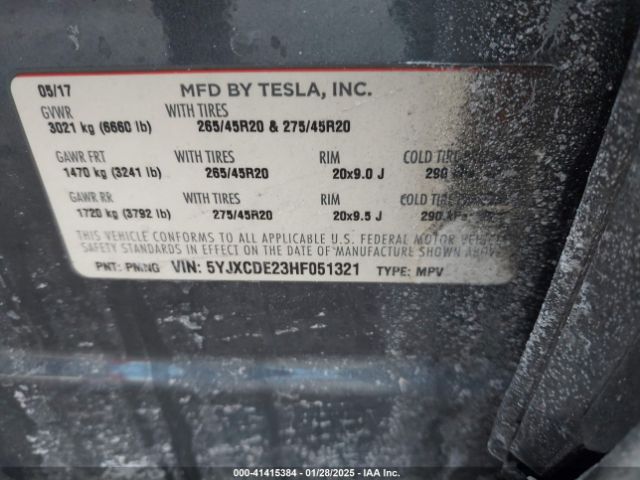 5YJXCDE23HF051321 Tesla Model X 100d/75d/90d