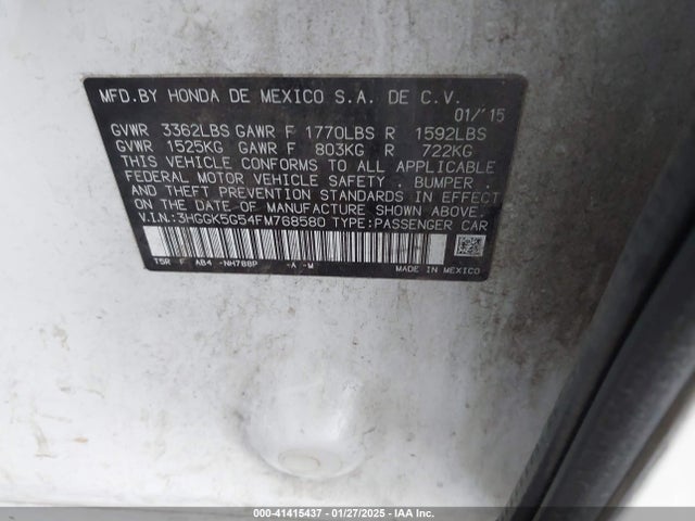 Honda FIT LX 2015 3HGGK5G54FM768580 Image 9
