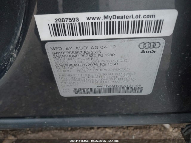 2012 AUDI Q5 WA1DKAFP8CA104198 Photo 8