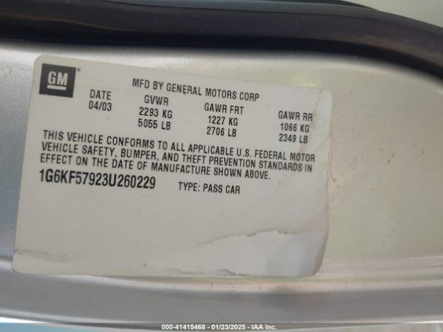 2003 CADILLAC DEVILLE 1G6KF57923U260229 Photo 8