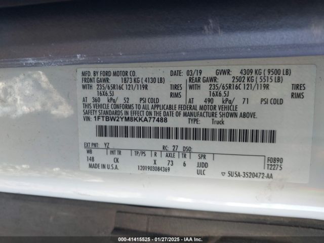 1FTBW2YM8KKA77488 Ford Transit-350