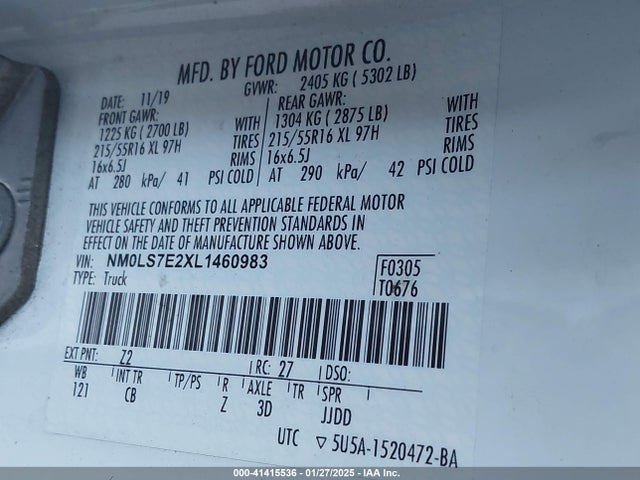 Ford Transit Connect Xl Cargo Van 2020 NM0LS7E2XL1460983 Image 9