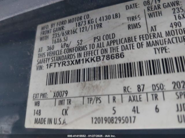 1FTYR3XM1KKB78686 Ford Transit-250