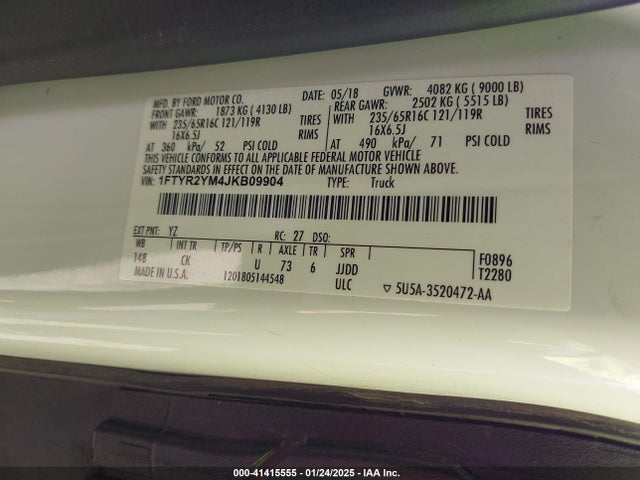 Ford Transit-250 2018 1FTYR2YM4JKB09904 Image 9