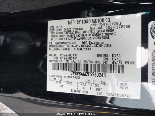 1ZVBP8AM2E5260248 Ford Mustang V6 Premium