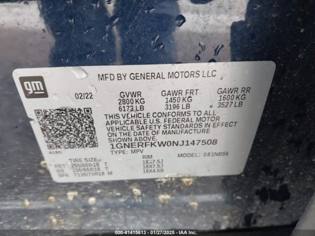 1GNERFKW0NJ147508 Chevrolet Traverse Fwd Ls