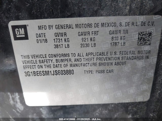 Chevrolet Cruze Lt Auto 2018 3G1BE6SM1JS603880 Image 9