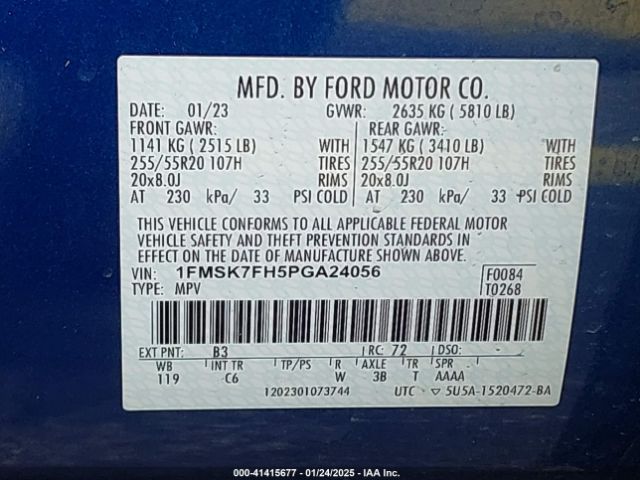 1FMSK7FH5PGA24056 Ford Explorer Limited
